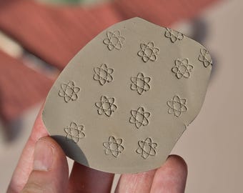 Mini Atom Stamp for Clay, Pottery Mark Tool, Science Ceramic Stamp