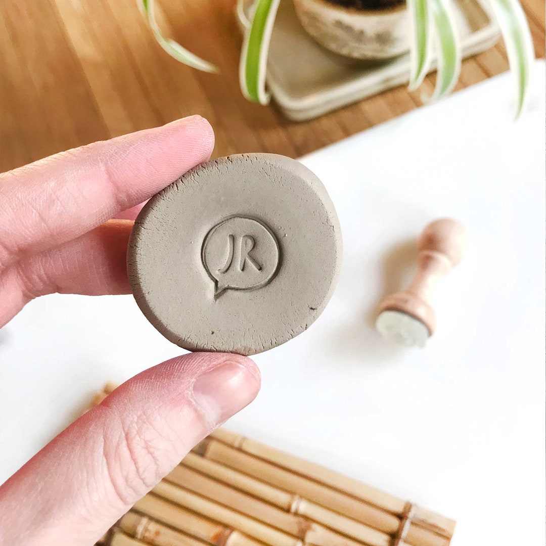 Pottery Maker Mark Stamp With Custom Monogram Bubble Speech, Custom