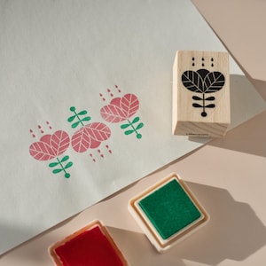 Timbro in gomma con fiore popolare scandinavo di Pedrenland, timbro in gomma con fiore astratto boho, timbro in gomma con fiore semplice per bullet journal