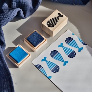 Eigentijdse rubberen stempel met vismotief voor handgedrukte ansichtkaarten en knutselprojecten, cadeau voor een vriend, creatieve stempels voor doe-het-zelf