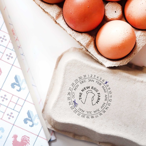 Personalized Egg Date Stamp for Egg Cartons, Chicken Egg Package