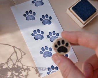 Small paw print rubber stamp, dog paw print stamp for dog lovers, mini wildcat paw print stamp for pet journal