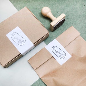Small custom logo stamp for personalized brand tags and labels, supplies for small shops, hand printed logo cotton bags and packaging