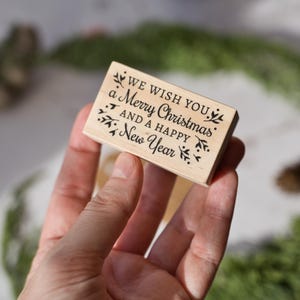 Timbri natalizi in gomma in inglese per cancelleria fai da te per le feste, timbro Happy Holidays, francobollo postale del Polo Nord per etichette regalo