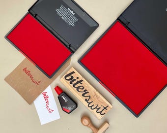 Almohadilla de tinta extra grande color rojo para sellos grandes, tinta roja para estampar el papel y cartón