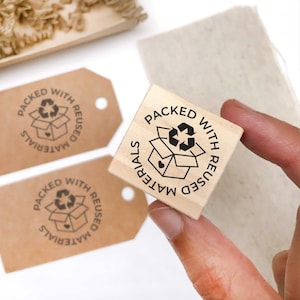 Rubber stamp for eco-packaging decoration. Made in Barcelona by biterswit.