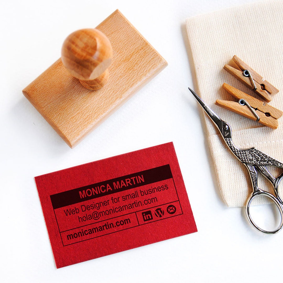 Minimalist Business Card Stamp With Contact Information DIY Etsy