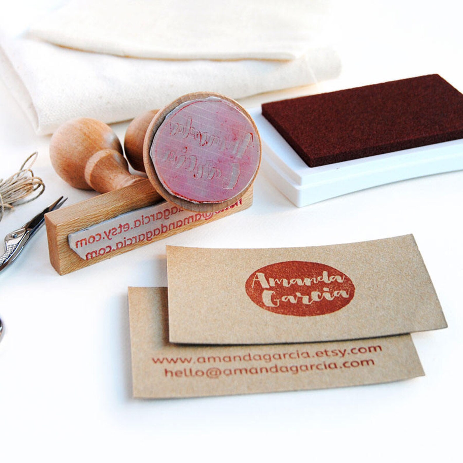 DIY Business Card Stamp With Premade Handwritten Logo Eco Etsy