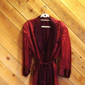 Vintage 1930&#39;s 1940&#39;s Maroon Art Deco Pattern Men&#39;s Shawl Collar Robe/Size L to XL