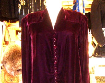 Vintage fluwelen jurkenset jaren 1930: wijnkastanjebruin, WO II-stijl, medium/groot