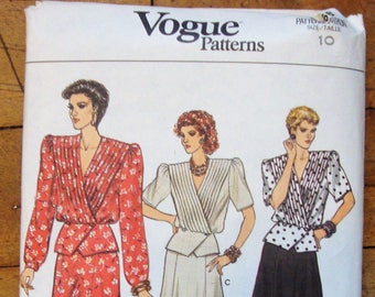 Vogue Pattern #9568, 1986 Two Piece Dress Size 10