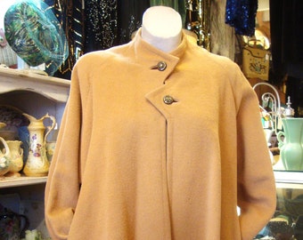 Vintage 1940's-50's Gold Wool Lucy Swing Coat Jacket * Small to Medium * Very Wide Swing!