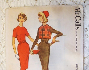 Vintage 1950's 1960's McCall's Pattern 5474/ Wiggle Sheath Dress and Bolero Jacket * 34" Bust