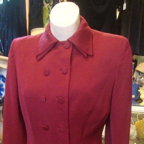 Vintage shops 1940's Maroon Wool Gabardine Jacket/Size S-M
