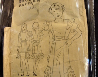 Vintage 1920's 1930's Excella Sewing Pattern for Little Girl's Dress * Size 10 * Vintage Children's Clothes