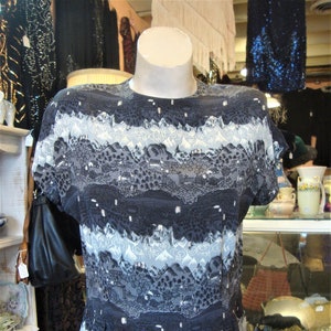 1940s Silk Print Blouse: Vintage Mountain Town XS-S