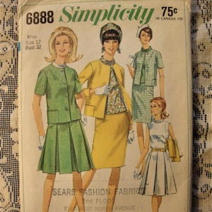 Vintage 1960&#39;s Sewing Pattern Simplicity 6888 Jacket, Blouse and Two Skirts