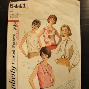 Vintage 1960's Sewing Pattern Simplicity 5441 Women's Back Button ...