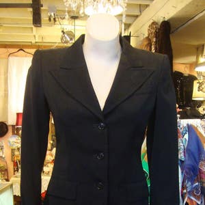 Vintage 1940&#39;s Suit * Black Gabardine Suit with Pleated Skirt * XS * WWII Era