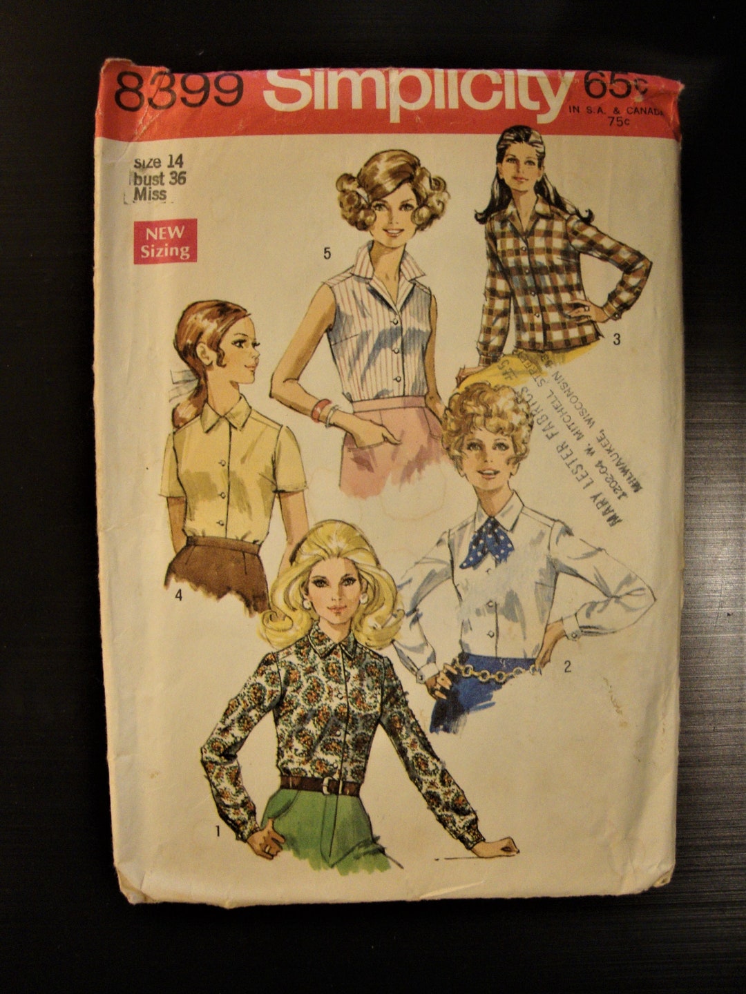 Simplicity 8399 vintage 1960s blouses sewing pattern Bust 36 inches – the  vintage pattern market