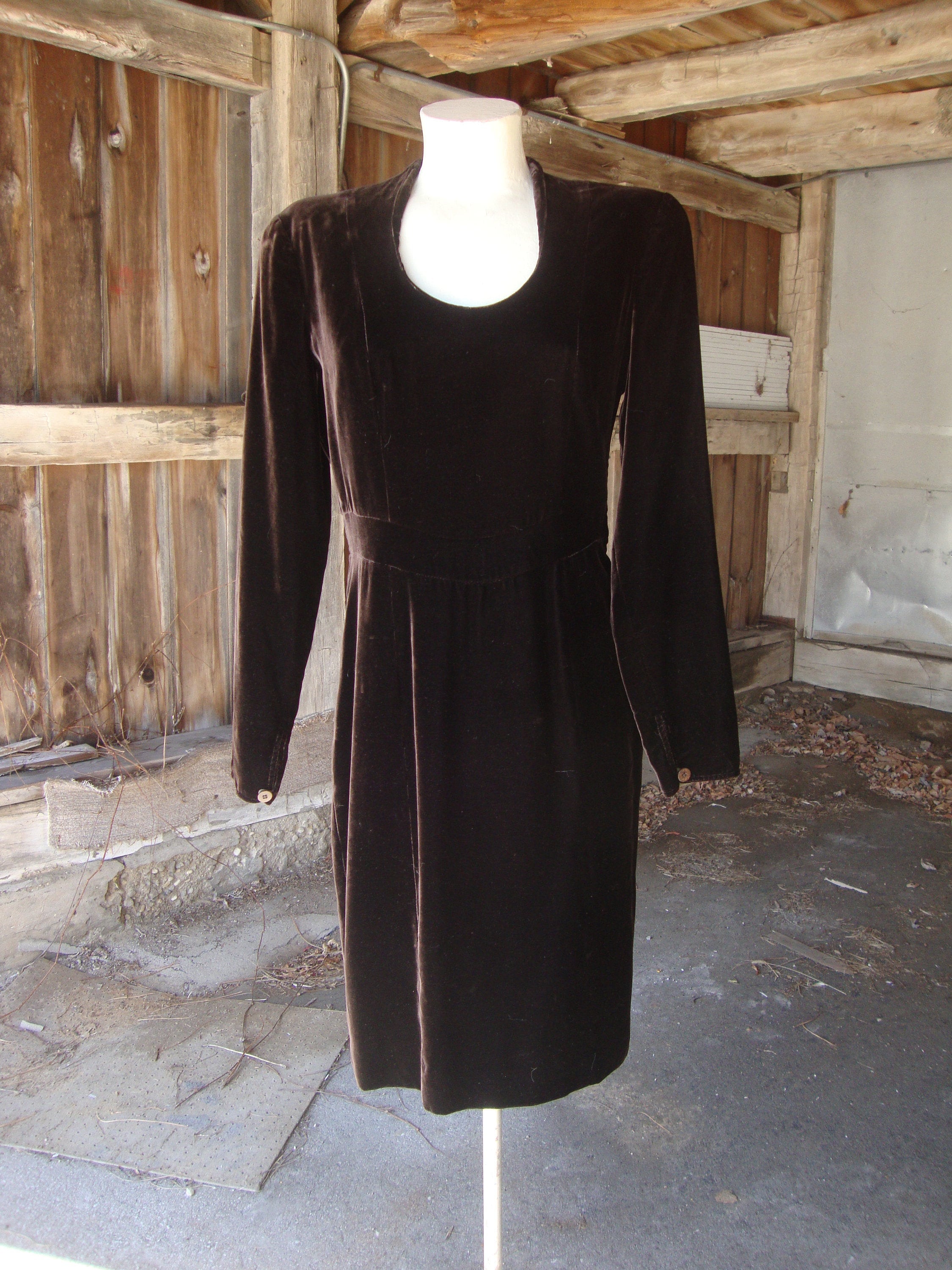 Vintage Giorgio Armani Brown Velvet Slim Sheath Dress-size 8 - Etsy