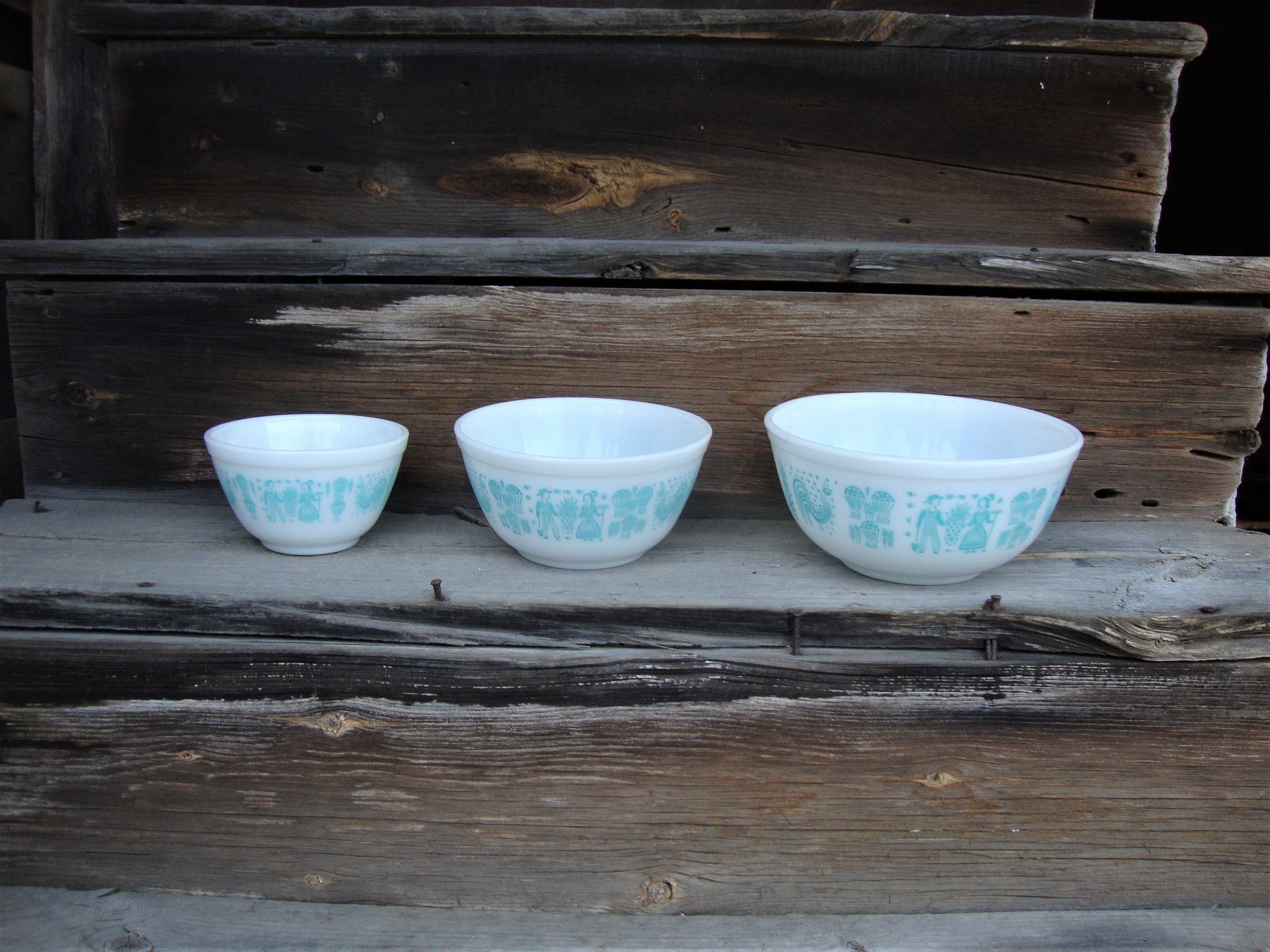 ヴィンテージ パイレックス バタープリント ミキシングボウルセット