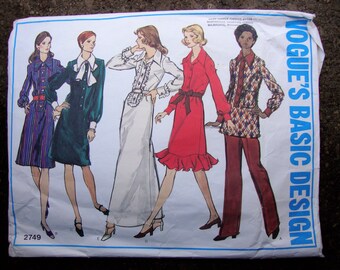 Vintage Vogue Basic Design Patroon 1970's Shirt Dress * 36 Bust