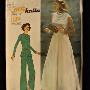1970s Simplicity 6653 Knit Dress & Pants Sewing Pattern (36&quot; Bust)