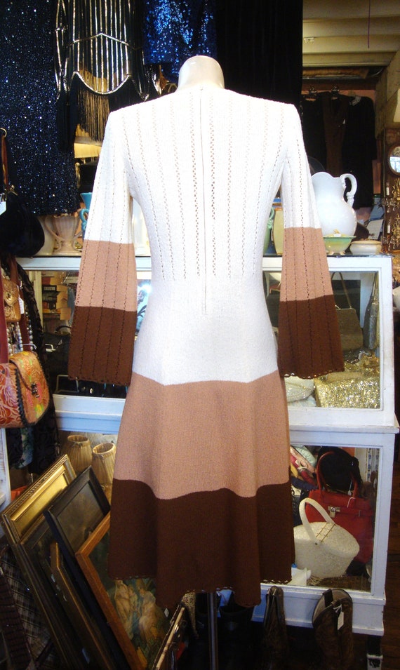 Vintage 1970's 70's Tri-Color Picardo Knits Dress… - image 7