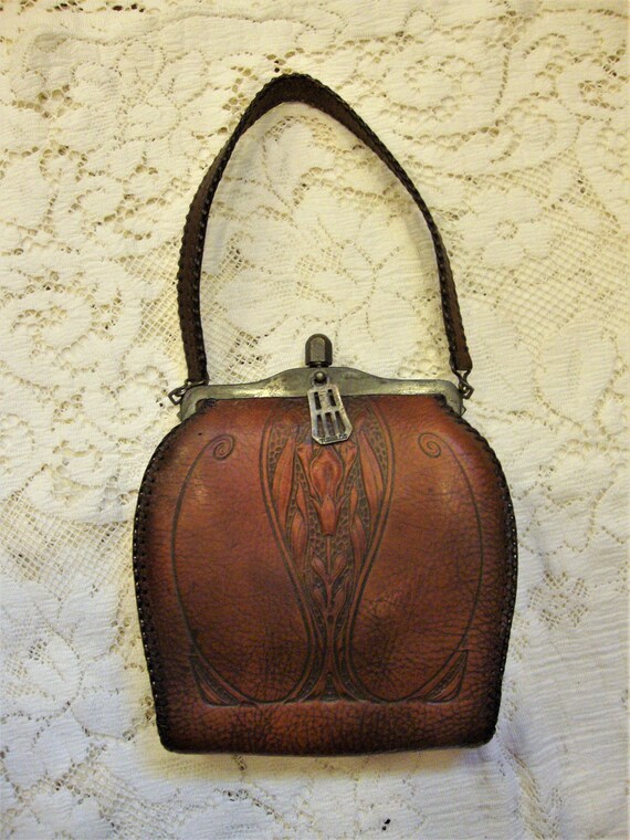 vintage embossed leather bag
