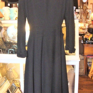 Vintage 1930's 1940's Black Wool Princess Fit and Flare Coat With ...