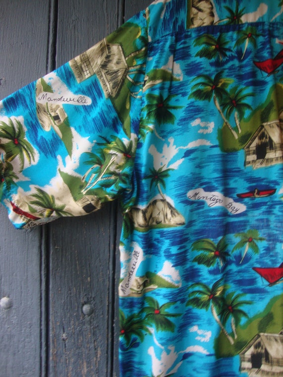 Vintage Rayon Print Jamaican Hawaiian Shirt by Na… - image 6