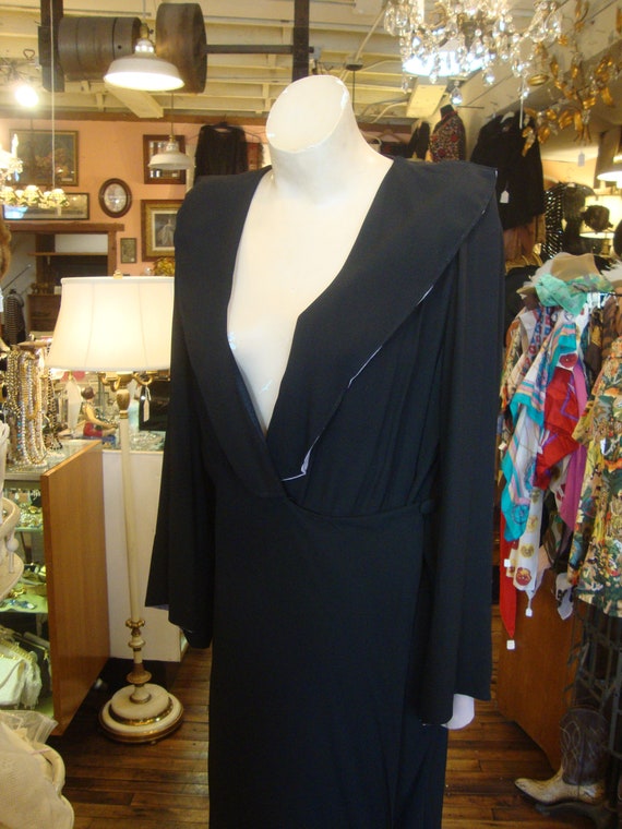 Vintage 1920's 1930's Art Deco Black Crepe Wrap D… - image 6