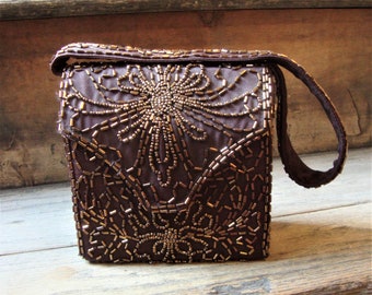 Jahrgang 1940 1950 Bronze Perlen Box Geldbörse Handtasche