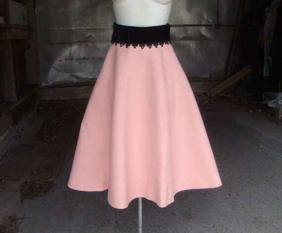 1950's Margie Webb Original Pink Felt Full Skirt … - image 3
