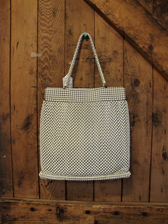 Vintage Large White Whiting and Davis Mesh Purse