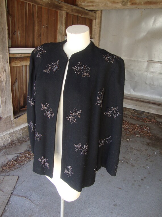 Vintage 1940's Eisenberg Original Black Wool Jack… - image 3