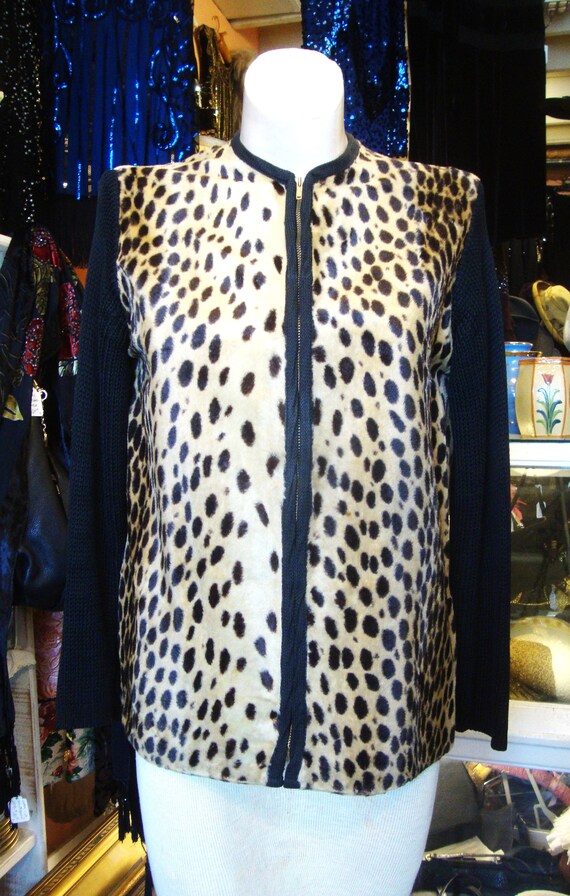 Vintage 1960's Faux Cheetah Fur Zip Front Top or … - image 2