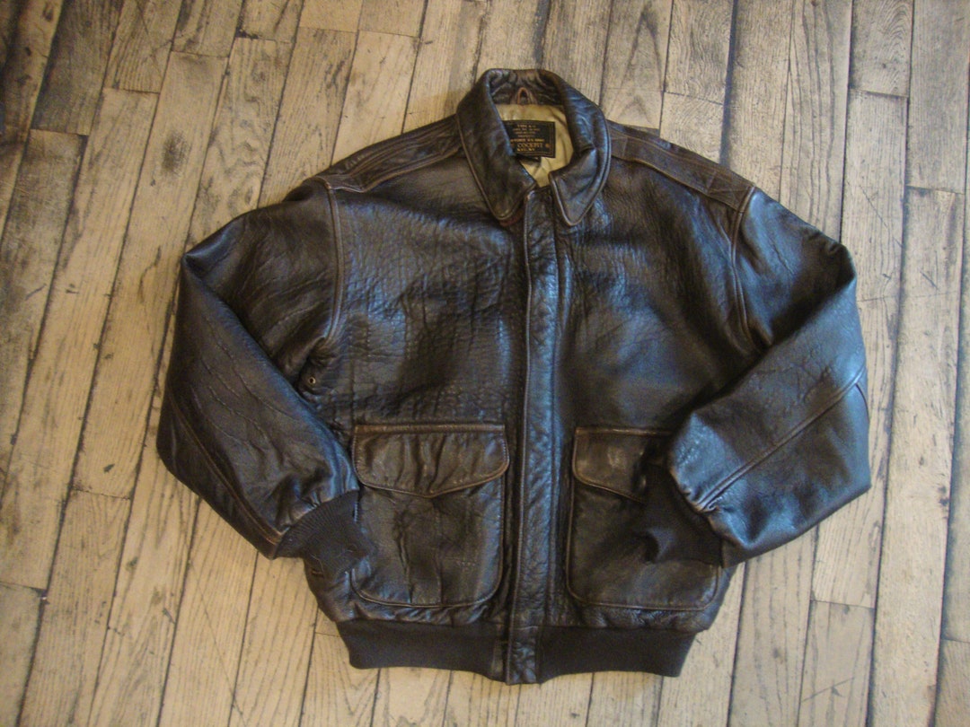 Vintage Cockpit A2 Brown Leather Flight Jacket/size Medium Etsy