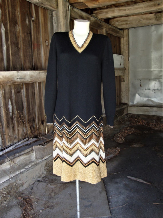 italian knit dresses Vintage 1970's Dress by Franceska for Damon/size S-M P26444K156