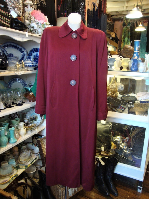 Vintage 1940's 40's Maroon Wool Gabardine Winter … - image 2