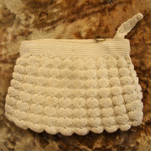 Vintage 1930&#39;s 30&#39;s 1940&#39;s 40&#39;s Crocheted Cord Popcorn Pattern Purse Handbag Clutch
