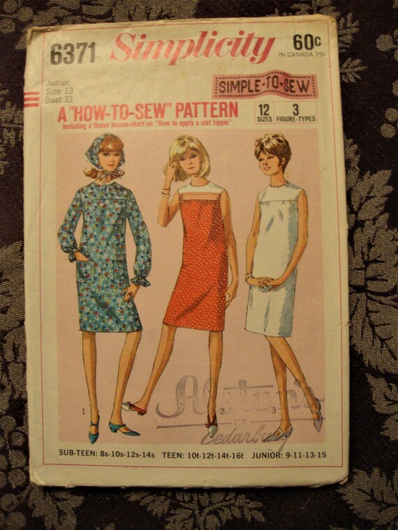 Vintage 1960's Sewing Pattern for Slim Dress and Scarf