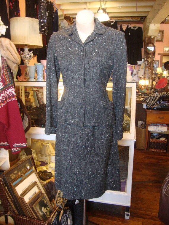 Vintage 1940's 40's 1950's 50's Black and Turquo