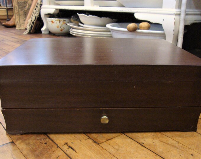Vintage Wooden Silverware Flatware Storage Box Chest With Etsy