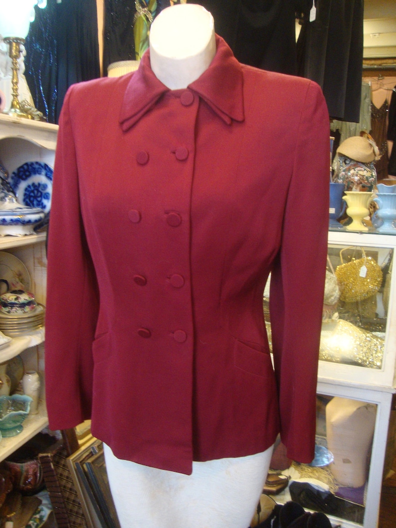 Vintage shops 1940's Maroon Wool Gabardine Jacket/Size S-M