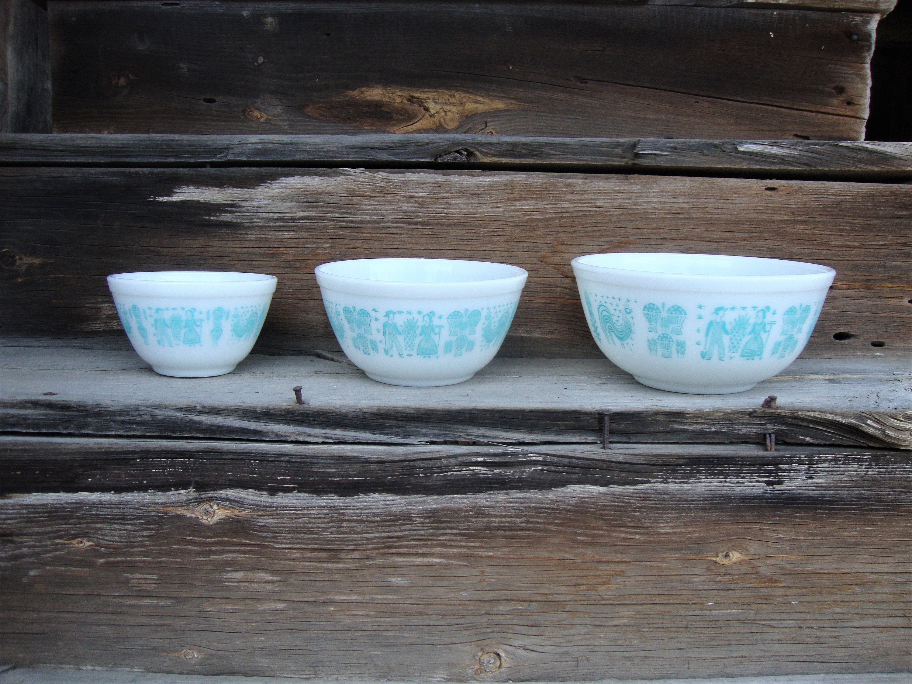 ヴィンテージ パイレックス バタープリント ミキシングボウルセット