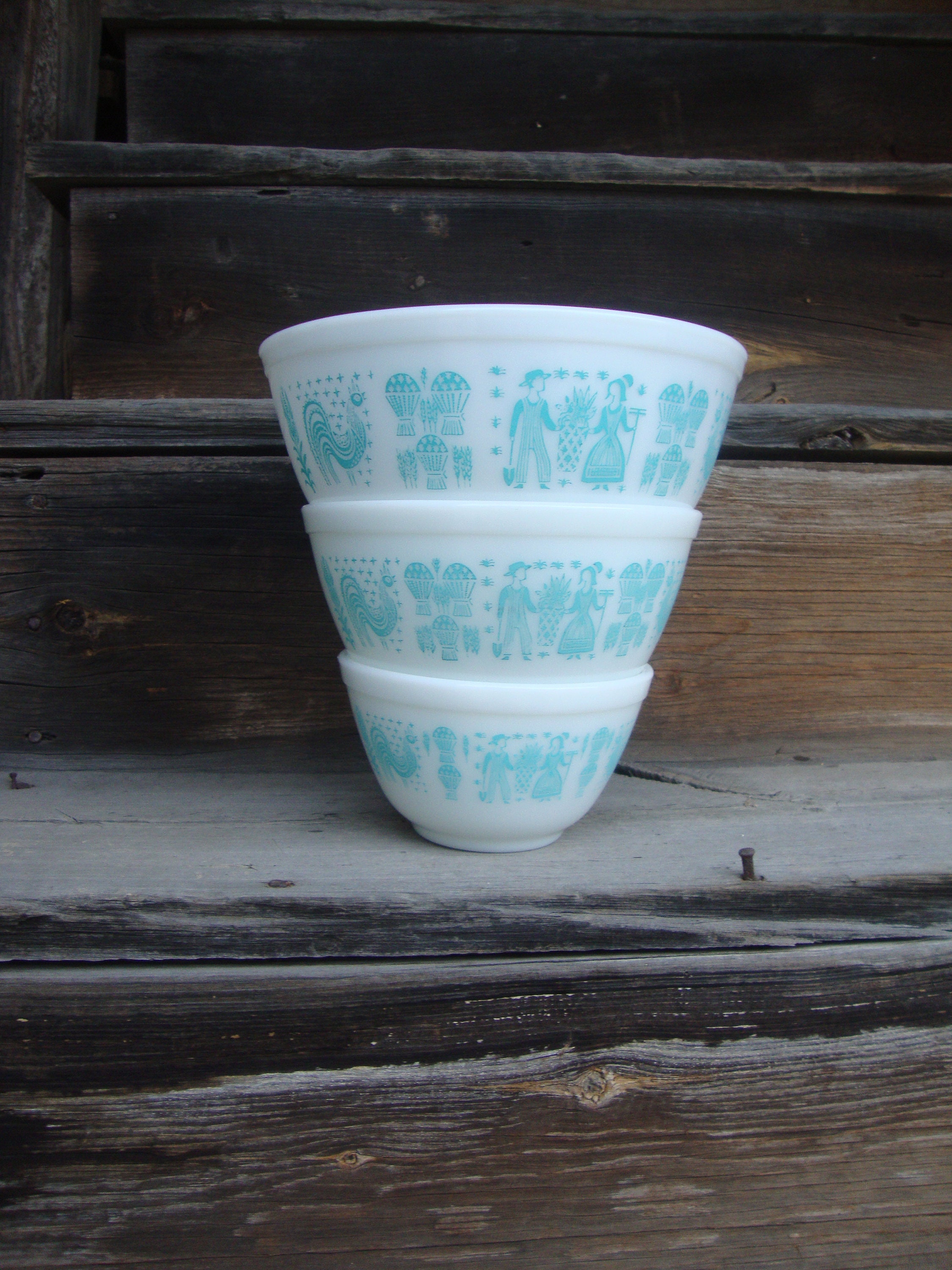 ヴィンテージ パイレックス バタープリント ミキシングボウルセット