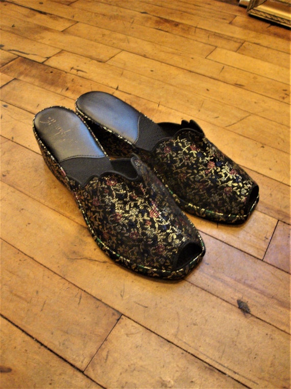 Vintage 1950's 50's Deadstock Brocade Peeptoe Wed… - image 5