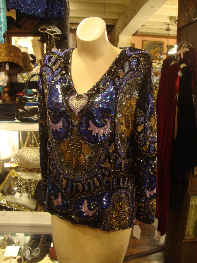 Vintage Beaded and Sequin Trophy Party TopJean for Joseph Le BonFabulous!HeavyMedium